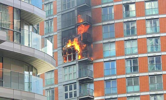 Residents angry after fire at east London high-rise with Grenfell-style panels